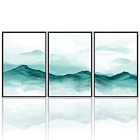 3 Piece Framed Canvas Wall Art Mountain with Fog Canvas Prints Home Artwork Decoration for Living Room,Bedroom - 16