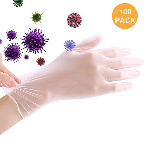 Disposable Gloves Small,Goleap Food Safe Vinyl Gloves, Latex Free, Powder Free,100 Pc,Clear