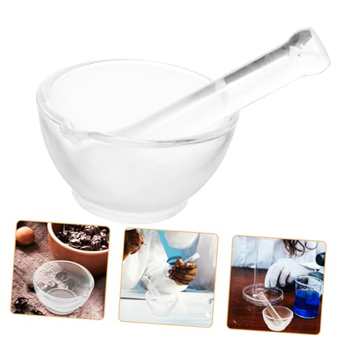 Cabilock Ciotola in Vetro per Pestello da per Triturazione Compresse e Chimiche Pestello Ergonomico Antiscivolo per Farmacie e Uso