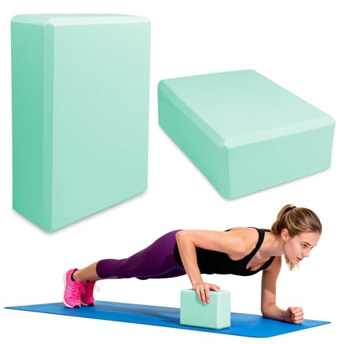 Lixiluxia Yoga Block 2er Set, Yoga Blöcke Klötze Würfel, Rutschfeste Erwachsene Yogablock, Yogablöcke aus EVA Schaumstoff, Yogaklotz für Pilates, Meditiation Blau