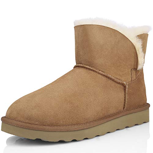 WaySoft Genuine Australia Sheepskin Snow Winter Boots for Women, Classic Water Resistance Shearling Boots Women