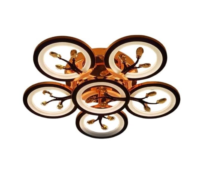 NayanEnterprises Modern LED Ring Ceiling Light Gold Finish Crystal Accents 3 Color Modes Flush Mount Ceiling Lamp for Living Room Bedroom Hallway and Dining Room Home Decor-image-47