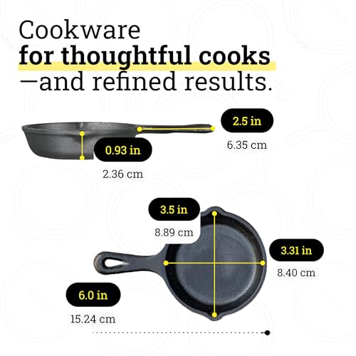 Image of Lodge Seasoned Cast Iron Skillet - PFAS-Free, Non-Toxic Cookware - Use with an Oven, Stove, Grill, or Campfire - Naturally Non-Stick & Oven Safe - 3.5 Inches