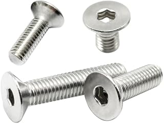 M3-0.5 x 6mm Flat Head Socket Cap Screws Bolts, Stainless Steel 18-8 (304), Bright Finish, Allen Socket Drive,Machine Screws Inner Hex Screw Fasteners Bolts (50pcs)