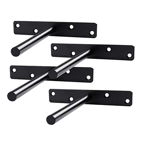 GMF Soporte De Estante Flotante Oculto 150mm Escuadras para Estanterias Forja Soporte De Estante Flotante Metal Soportes Estanterias Invisibles/Hay 3 Tamaños/Negro/4pcs/con Tornillos