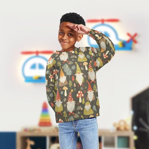 JUNZAN Fall Mushrooms Gnomes Little Boys Sweatshirt Hoodie Fleece Fall Tops Shirts Party 4T4