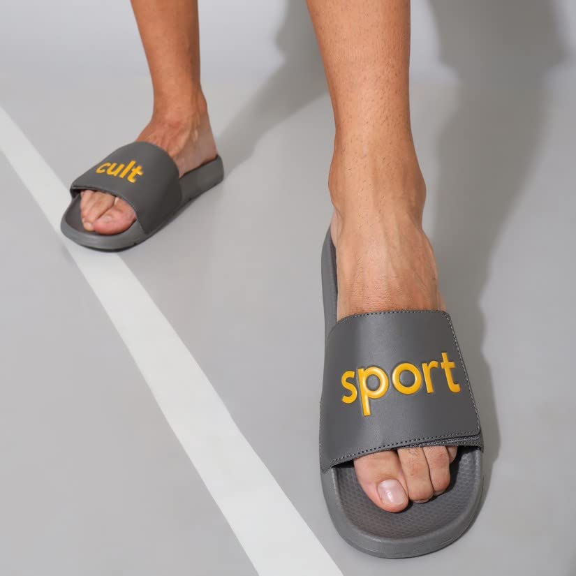 Image of CULT CultSport | Locomo Grey Men Slides | Lightweight | Enhanced Cushioning