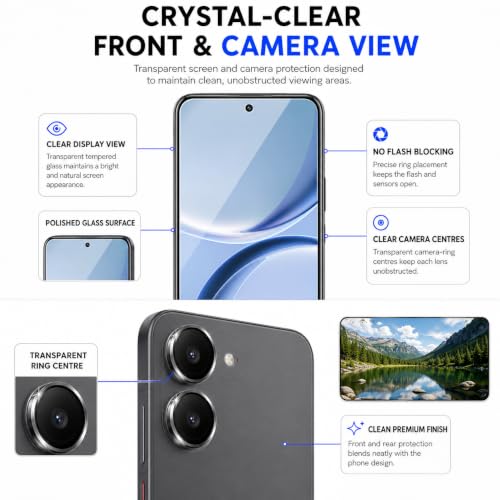 Image of ArmourPro Edge to Edge Tempered Glass for Redmi Turbo 5 with Black Camera Ring Guard, 9H Screen Protector, Anti-Scratch, Anti-Fingerprint, Bubble-Free Installation Kit