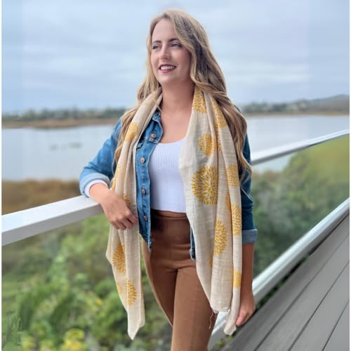 Humble Hilo Silk Blend Scarf Blooming Stencils Silk Cotton Scarf Floral Pattern Silk Neck Scarf for Women4