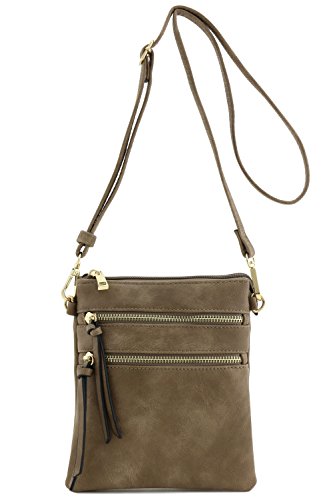 Image of Isabelle Small Lightweight Shoulder Bag for Women, Mini Multi Zipper Pocket Crossbody Handbag with Adjustable strap