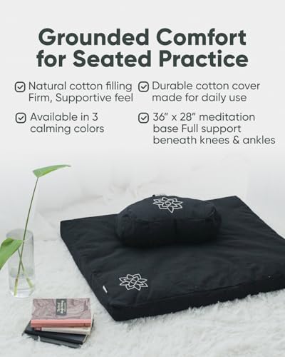 Mindful & Modern Zabuton Meditation Mat - Cotton Filled Yoga and Meditation Pad - Zabuton Meditation Cushion for Kneeling and Sitting Support - Large Rectangular Sitting Floor Pillow for Bench or Zafu extra image 2 preview