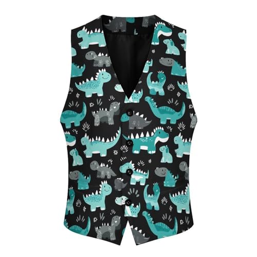 Dinosaurs Cute Suit Vest for Men Slim Fit Sleeveless Jacket V Neck Business Waistcoat Button Up Dressy Top 6
