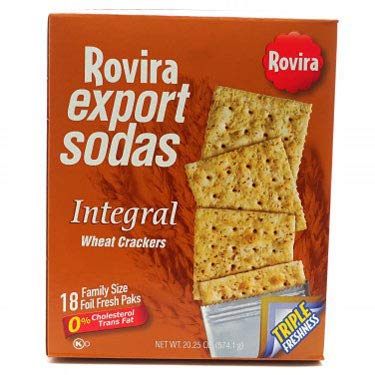 Rovira Export Sodas - Wheat Crackers (18 foil fresh packs/box) - 20.25 oz Box (LARGE)