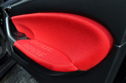 RedlineGoods Door Insert Covers - Front Compatible with Honda Civic 2006-11. Tailor Made - not Universal. Genuine top-Grade Italian Black Suede (Alcantara) with Blue Thread
