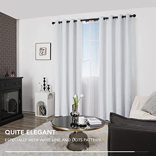 Deconovo Thermal Insulated Curtains Blackout Curtains Foil Dotted Line Printed Eyelet Curtains for Bedroom W55 x L70 Silver Grey One Pair - Image 4