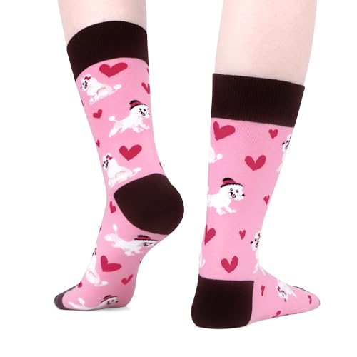 WeciBor Damen Bunt Süße Tier Socken 5 Paar Kuschelsocken Hundemotiv Witzig Geschenk, Größe 39-42
