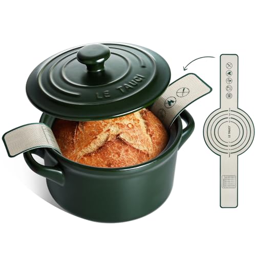 LE TAUCI 3 qt Ceramic Dutch Oven for Bread, Forest Green