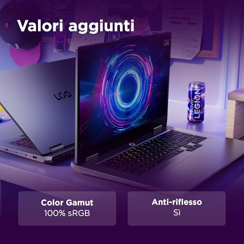 LOQ Gaming Notebook 17.3" FHD (1920x1080) 165Hz, Intel Core i7-13700HX, RAM 16GB, 1TB SSD, NVIDIA GeForce RTX 5060 8GB GDDR7, Windows 11, Tastiera Retroilluminata - Luna Grey - Notebook - Immagine 8