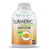 Turmeric Curcumin Supplement - 2250mg/d - Veggie Caps - 95% Curcuminoids with Black Pepper Extract (Bioperine) - 750mg Capsules - 100% Organic - Most Powerful Turmeric (180 Count)