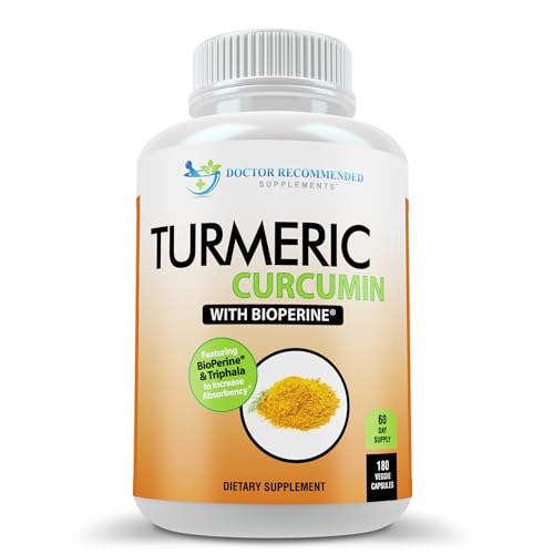 Turmeric Curcumin Supplement - 2250mg/d - Veggie Caps - 95% Curcuminoids with Black Pepper Extract (Bioperine) - 750mg Capsules - 100% Organic - Most Powerful Turmeric (180 Count)