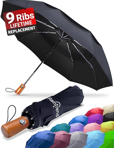 Windproof Travel Umbrellas for Rain Automatic +10% Bigger Canopy ...