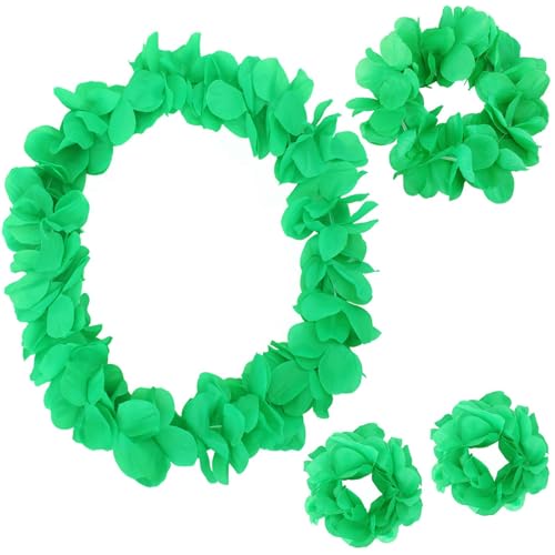 Collares Hawaianos Lei de Flores, 4 Piezas Hawaiano Guirnalda de Flores, Hawaiian Flores Guirnalda Hawaiana Collar, Diademas y Pulseras Hawaianas para Carnaval Fiesta Hawaiana Boda Playa
