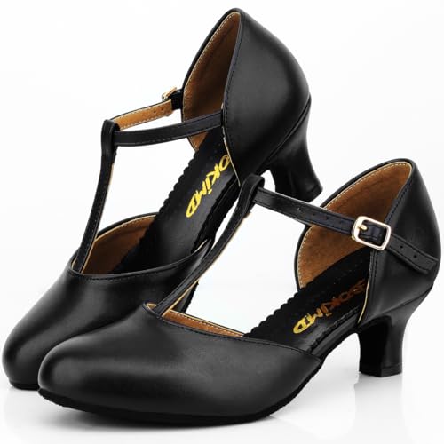 Womens T-Strap Latin Salsa Ballroom Dance Heels Black Character Shoes Prom Wedding Dress Pumps2