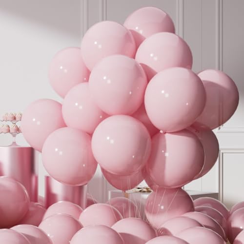 Image of AULE Latex Macaron Pink Balloons 50 Pcs 12 inch Helium Party Balloons Light Pink Happy Birthday Graduation Gender Reveal Decoration Wedding Baby Shower