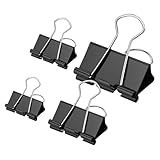 OWLKELA 120 Stück Foldback Klammern, 15/19/25/32mm Papierklammern, Schwarz Metall Binder Clips, Vielzweckklammern für Büro, Schule und Haushalt