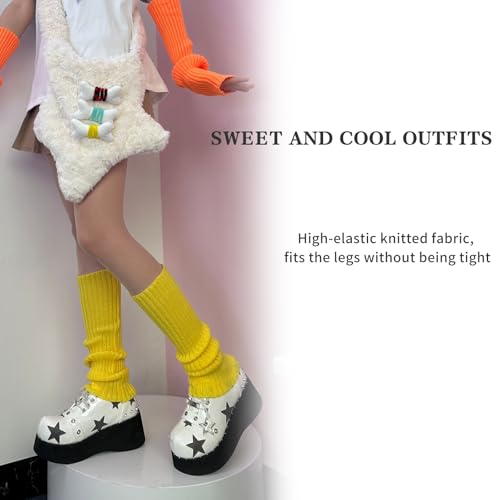 Image of 2 Pcs Leg Warmers Y2k, Leg Warmers, Y2k Accessories, Cute Kawaii Cream Legwarmers for Women Winter