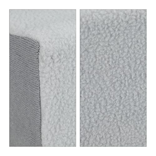 Relaxdays Hundetreppe 3 Stufen, kleine & große Hunde, Bett & Couch, Stoffbezug, Tiertreppe innen, HBT 30x35x45 cm, grau