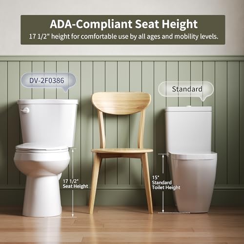 Image of 2-Piece Toilet 1.28 GPF Single Flush Elongated Chair Height Toilets MAP 1000g White 12 Inch Rough In Toilet Includes Soft Close Seat
