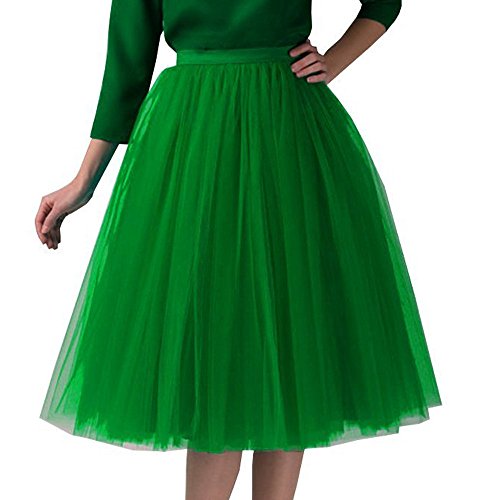 Tutu skirt, ManxiVoo Women's Wedding Planning Women's A Line Short Knee Length Tutu Tulle Prom Party Skirt (One Size, Green)