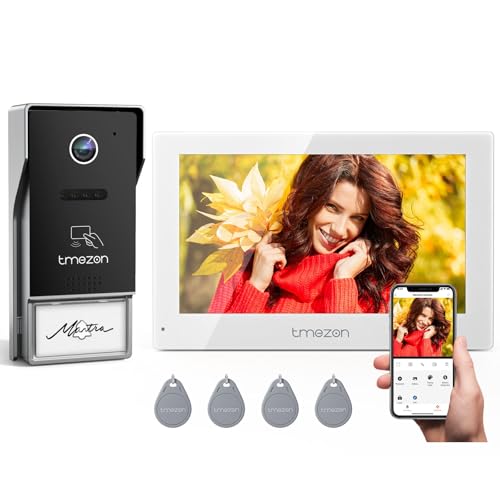 TMEZON Visiophone Connecté Filaire, Interphone Vidéo 2 Fils Visiophone WiFi,7