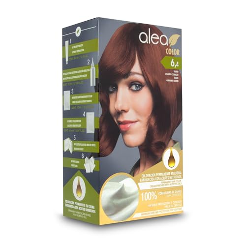 ALEA - Tinte Pelo Mujer - Alea Color - Nº 6.4 K - Color Rubio Oscuro Cobrizo - Coloración Permanente en Crema - con Aceite de Argán y Macadamia - Cobertura de Canas - Máxima Protección y Cuidado