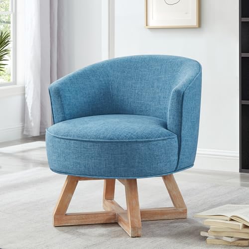 Sillón giratorio clásico de lino azul claro