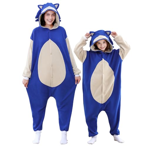 Unisex Adult Animal Onesie Pajamas One Piece Cosplay Costume for Halloween Grey Blue