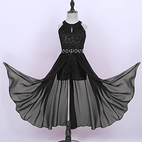 Kids Girls Floral Lace Rhinestone High Low Chiffon Dress Princess Birthday Party Formal Gown Romper4