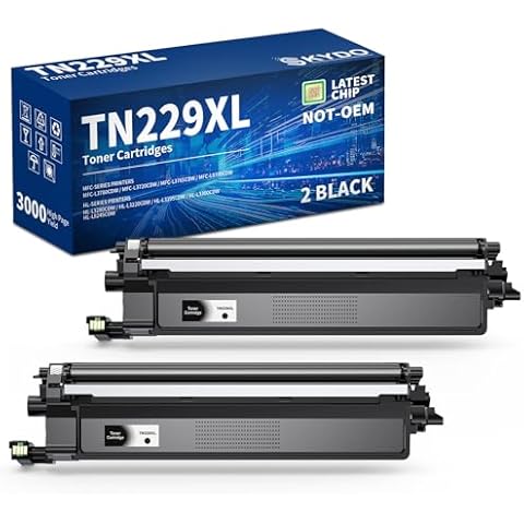 Skydo TN229XLBK Black High Yield Compatible Toner Cartridges Replacement for 229 - Print up to 3,000 Pages to Use with MFC-L3780CDW MFC-L3720CDW HL-L3280CDW HL-L3220CDW Printer(2 Blacks) Cover