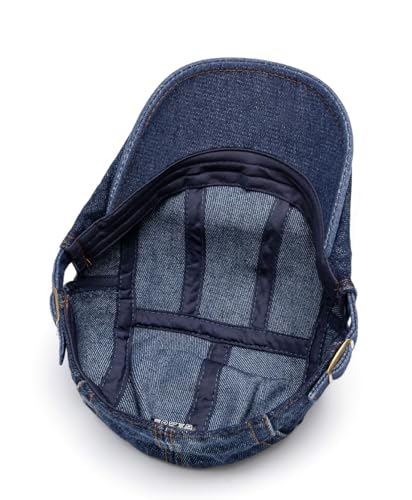 Image of Quanhaigou Unisex Denim Newsboy Hats Flat Ivy Gatsby Cabbie Driving Berets Hat Cotton Dad Cap for Men Women