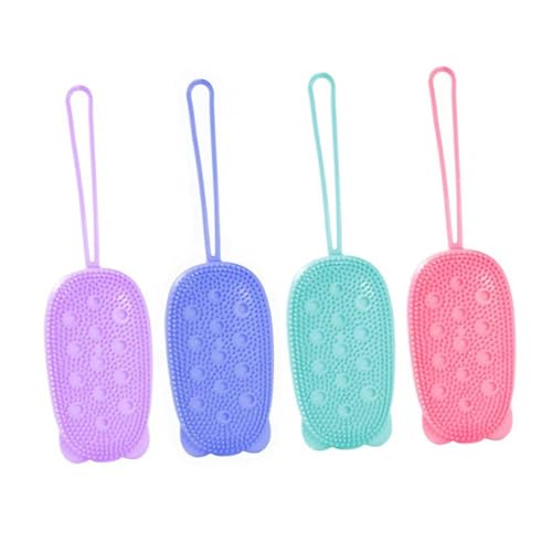 DECOMELODY 4 piezas Cepillo de Baño Doble Cara de Silicona para Masaje Corporal Exfoliante y Ergonómico para y Mujeres Suave y Flexible para y Spa