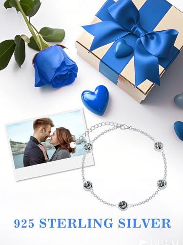 Image of Dorunmo Ankle Bracelet for Women 925 Sterling Silver Natural Stone Bracelet Anklet Summer Beach Jewelry Birthday Gifts for Mom