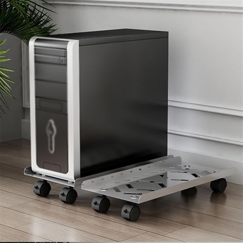 Soporte para CPU móvil de acero inoxidable con 4 ruedas giratorias, ideal para torres de PC y gaming, tamaño mediano miniatura 7