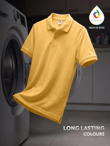 Image of XYXX Accent Men's Solid Cotton Polo T Shirt | Collar Tshirts | Half Sleeves | Solid-Slim Fit