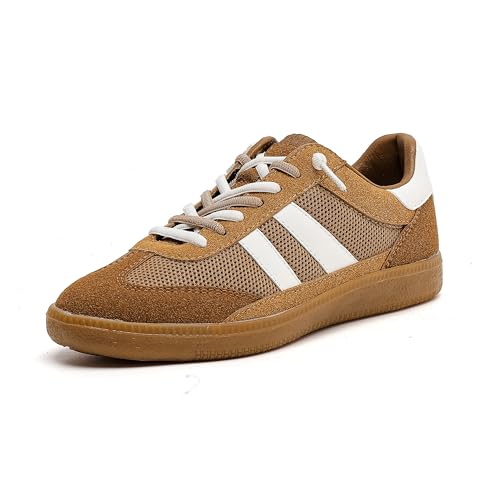 Niaemu Comfortable Fashion Sneakers Womens Cooling Casual Sports Slip-On Sneaker Shoes for Women with Removable Insole (9 Brown)