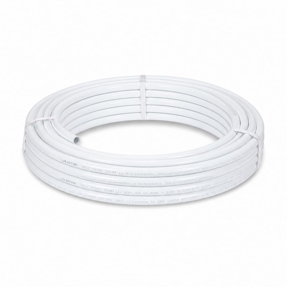15mm Barrier Pipe PEX White 15mm - 25M Coil Pushfit Plumbing Pipe WRAS Approved