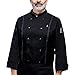 LIRONGXILY Kurtka szefa kuchni mężczyźni kobiety kuchnia płaszcz kucharski, hotel catering restauracja gotowanie stołówka szefa kuchni, piekarnia jedzenie serwis sushi koszula robocza (kolor: Czarny, rozmiar: D (2XL))