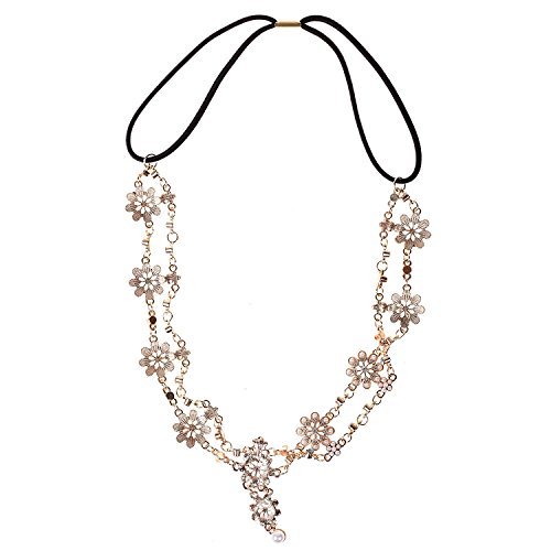 Kloud City Boho Gold Chain Pearl Beaded Hairband Head Chain Hair Cuff Hair Accessories