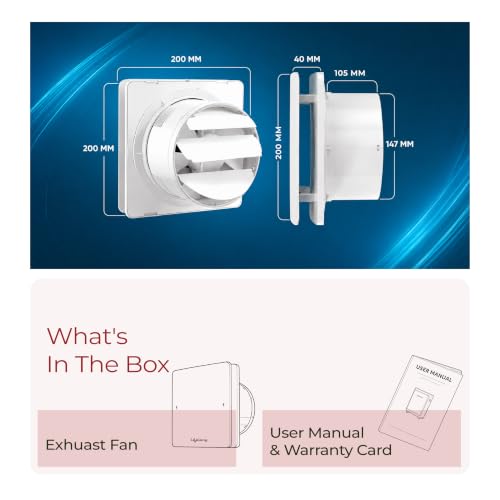 Image of Lifelong Exhaust Fan 150mm (6 Inches) | BLDC Motor | 6W | Low Noise | 2300 RPM | Ideal for Bathroom & Kitchen | Easy to Clean | Installation Round Cut (White)