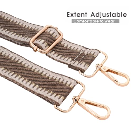 Image of Replacement Purse Strap Shoulder Strap Adjustable Crossbody Strap for Women Crossbody Wide Shoulder Bag, Khaki Diagonal-gold Hardware, 1.5 inches (3.8 cm) wide, Classic